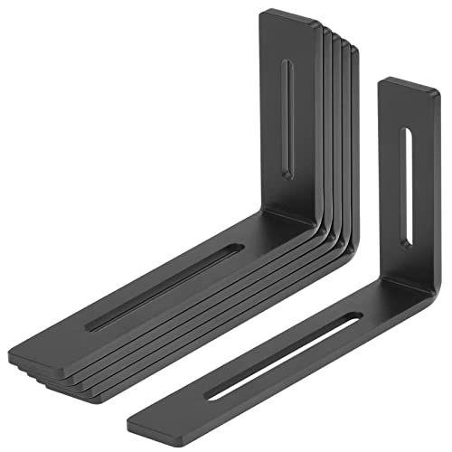 6 PCS 6-1/8\" x 4\" Black Adjustable L Corner Brace with Slot, Heavy Duty Steel Joint Right Angle Brackets for Fixing Furniture, Thickness 3/16\", Max Load. 180LB - Thumbnail 3