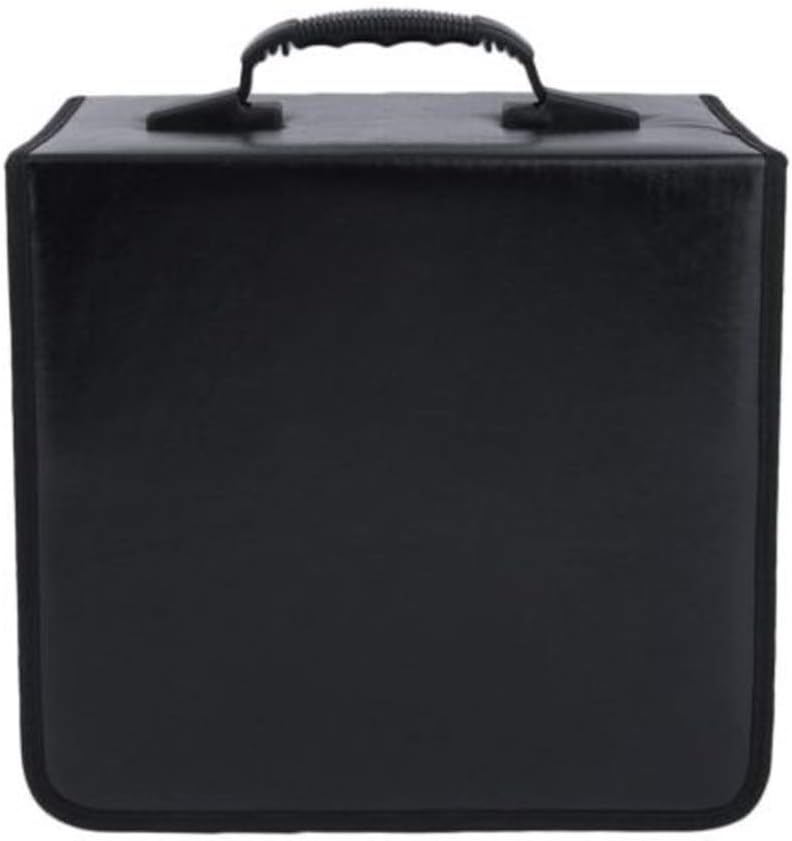 Healifty DVD Binder Case 360 Discs CD Storage Box Containers Video PU Leather Wallet Bag Zipped Large Capacity Wearproof Suitcase Holder Handbag - Black