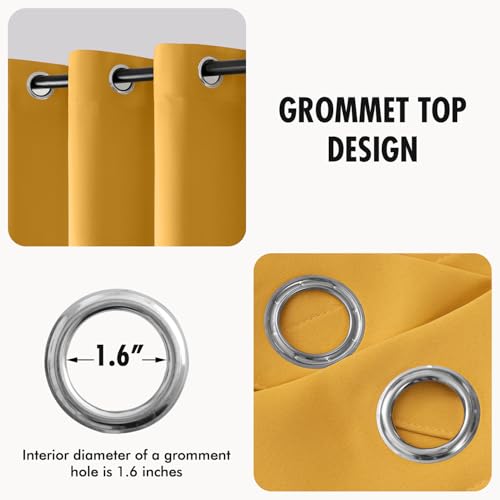 Image of MIULEE Yellow Blackout Bedroom Curtains Drapes 96 Inch Long 52 inchx96 inch | Grommet Top, Room Darkening Window Drapes, Privacy Protection, Thermal Insulated, Heat Blocking, Light Blocking
