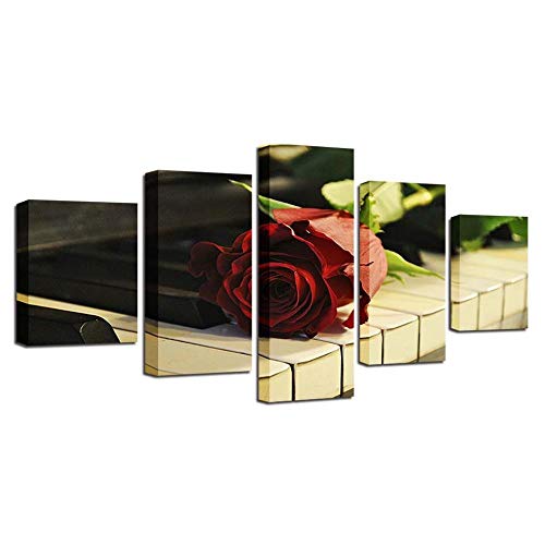 Toile roses au piano pour habiller un grand mur vide et personnaliser son salon