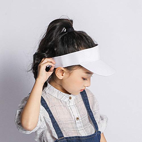 Image of INOGIH Kids Ponytail-Sun-Visor-Hats Adjustable Cotton Sports Ball-Cap for Girls
