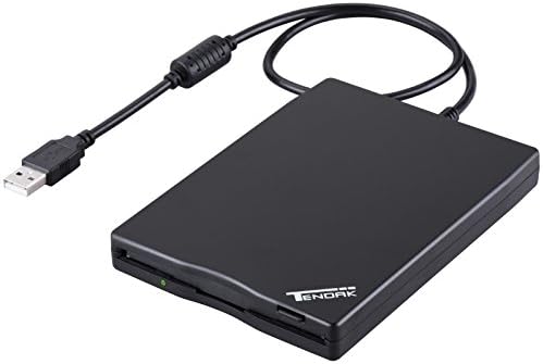 Tendak USB Floppy Disk Drive - 3.5" Portable USB External 1.44MB FDD Diskette Drive for PC Windows 7/8, Windows XP, Vista,for Mac Plug and Play (Black)
