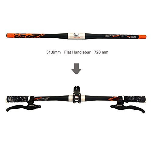 Jessica Acekit Lightweight 31.8Mm (1 1/4 Inch) Aluminium Alloy Bicycle Handlebar For Road Bike Mountain Bike(720Mm-Orange-Flat Bar) #TOP2