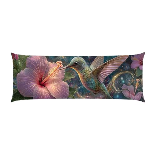 Almohada Corporal Larga Colibrí floral Cojin Embarazo 50x135cm – Almohada Larga para Dormir de Lado Cojín Respaldo Cama Ideal para Descanso Maternidad y Lactancia Embarazadas, Funda de Terciopelo b387