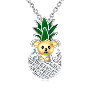 LUHE Pineapple Necklace Sterling Silver Dainty Pineapple Pendant Necklace Jewelry Gift for Women Teens Girls