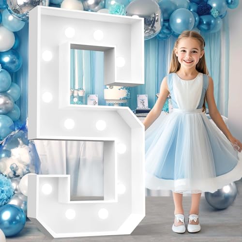 Ledido 4FT Marquee Light Up Numbers 5, Easy to Assemble Cool White Marquee Numbers 4 Feet Tall for Indoor & Outdoor Events, Large Lighted Number for Birthday Graduation Baby Shower Party Decorations