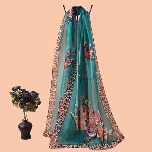Scarfs for Women Lightweight Breathable Chiffon Scarves Leopard Print Floral Pattern Sheer Scarf Sunscreen Shawl Wraps2