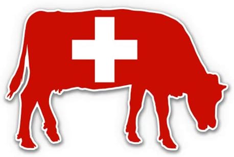 Swiss Cow - 3" Vinyl Sticker - for Car Laptop I-Pad Phone Helmet Hard Hat - Waterproof Decal