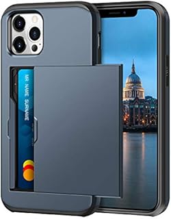 Coolden Compatible with iPhone 12 Pro Case Protective Case iPhone 12 Pro Wallet Case Shockproof Case Rubber Bumper Phone Case Card Holder Slot Case Cover Compatible with iPhone 12/12 Pro (Navy)