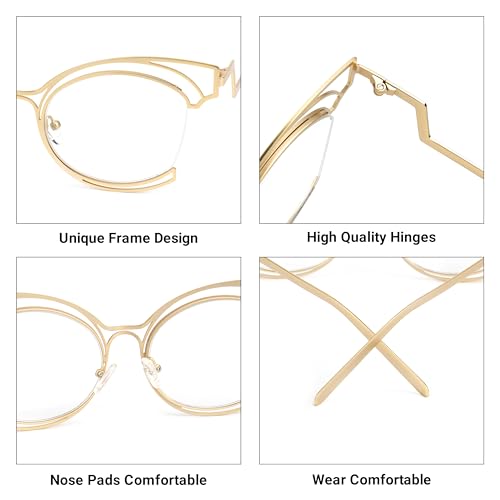 Image of VOOGLAM Oversize Cat Eye Eyeglasses for Women with Non-prescription Clear Lens Maggie GM0340