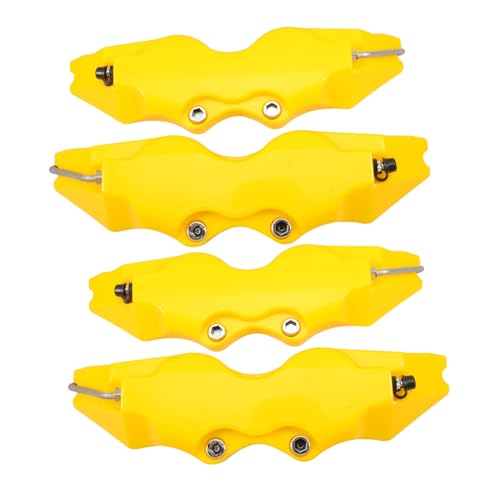 Amosfun Tapas Amarillas para Pinzas De Freno 3D, Juego De 2 Cubiertas para Bujes Delanteros y Traseros, Compatibles Coches, Protección Resistente para Uso Automotriz