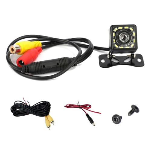 Cámara de Marcha Atrás para Coches con Visión Nocturna Super 12 LED, IP68 Impermeable, 170° Gran Angular, Cámara de Visión Trasera para Automóvil, Adecuada para Todo Tipo de Vehículos