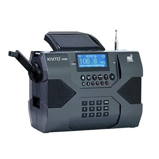 Kaito Emergency Radio Voyager Max KA900 Digital Solar Dynamo Crank Wind Up AM/FM/SW & NOAA Weather Stereo Radio Receiver with Bluetooth, Real-time Alert, MP3 Player, Recorder & Phone Charger, Black
