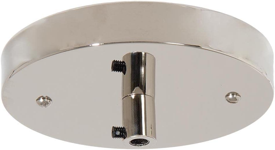 B&P Lamp® Satin Nickel Finish 5-1/4 Inch Diameter, Single Port, Modern Style Steel Ceiling Light Canopy Plate