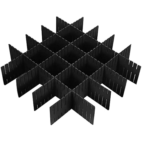 ShineMe Drawer Dividers 8pcs Adjustable Plastic Divider Household Storage Thickening Sub-Grid Finishing Shelves for Home Tidy Closet Stationary Makeup Socks Underwear Scarves Organizer (Black) Cover