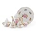 Cutemini 1:6 Scale Miniature Porcelain Dollhouse Tea Cup Sets 8PCS Flower Pattern Teapot Platter Dish Sets Dollhouse Kitchen Supplies Decoration (Light Pink)
