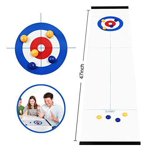 Hoqiang Table Top Curling Game Family Games for Kids and Adults Shuffleboard Pucks