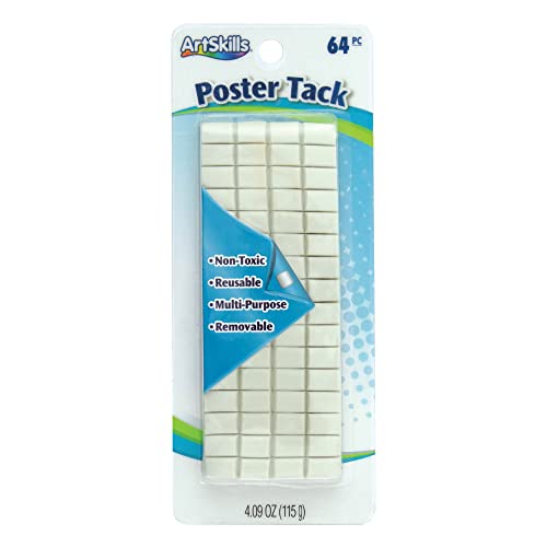 ArtSkills Reusable Adhesive Putty Sticky Tack for Hanging and Mounting Posters, 64 Pieces