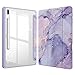Produktbild Fintie Hybrid Hülle für Samsung Galaxy Tab S8 Plus 2022/Tab S7 FE 2021/Tab S7 Plus 2020 12.4 Zoll - Stoßfeste Abdeckung mit Transparent Klar Hartschalen Rückseite Schutzhülle, Lila Marmor