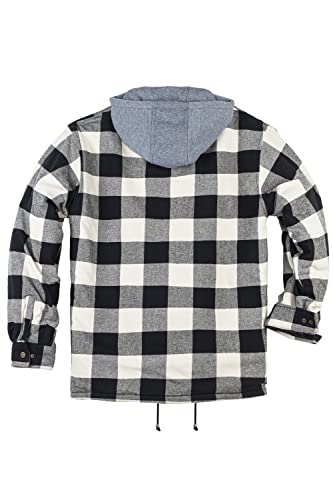 Image of COEVALS CLUB Men's Flannel Shacket Casual Button Snap Sherpa Quilted Lined Premium Jacket Shirts