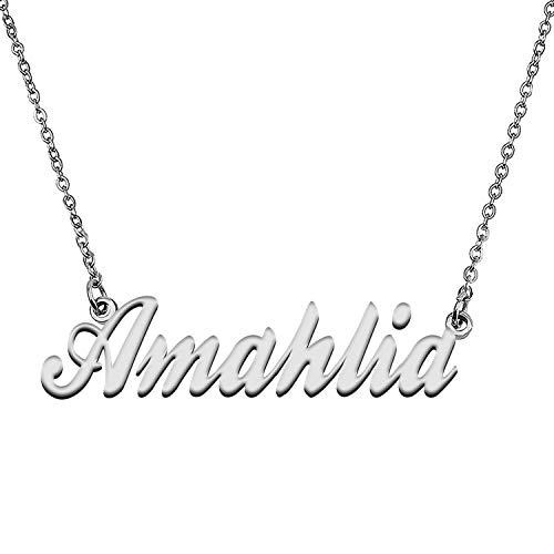 GR859C Custom Made Amahlia Name Necklace for Women Stainless Steel