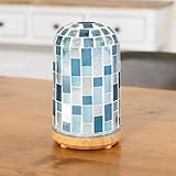 カレード アロマ アロマディフューザー 超音波振動式 間接照明 USB給電 自動停止 間欠モード 100ml エッセンシャルオイル モザイクガラス ブルーグレー