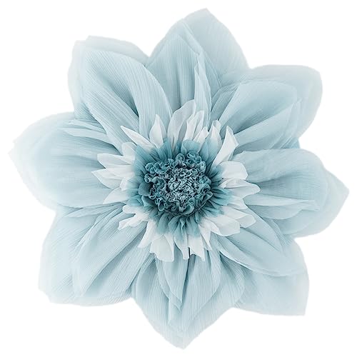 ELSKERJW 3D Light Blue Flower Round Decorative Throw Pillow with