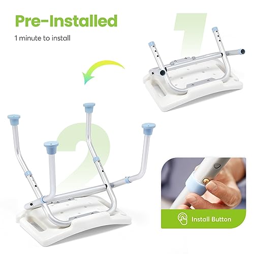 OasisSpace Folding Shower Chair for Inside Shower, 300lbs Portable Bathroom Seat Height Adjustable for Travel, Tool Free Collapsible Bath Stool Bench for Elderly, Senior, Handicap & Disabled - Thumbnail 4