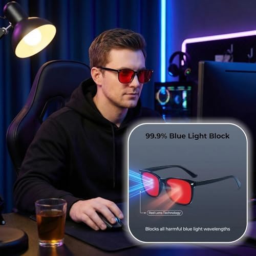 Blue Light Blocking Glasses for Gaming Computer, 99.9% UV400 Screen Filter, Anti Glare Sleep Glasses for Women Men (B-Tortoise/Red + Transparent/Orange) — view 4
