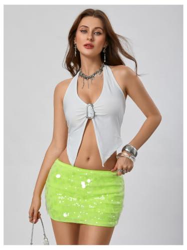 Image of Floerns Women's Sequin Low Waist Mini Skorts Night Out Skirt Shorts