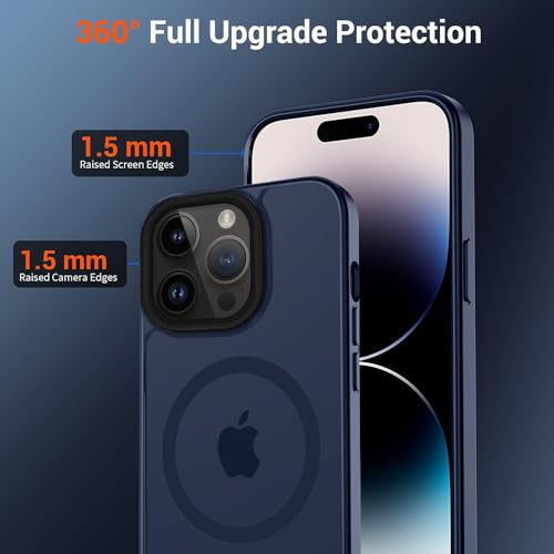 Image of iPhone 14 pro Magsafe Hard Back Case | Matte Design & 360 Protection | Military-Grade Apple iPhone 14 pro Cover | Strong Magnet Back - Blue