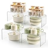 Clear Spice Rack Shelves, Pantry Organizers and Storage Set of 4, Display Shelf Organizer, Room Bathroom Desk Shelf Countertop Organization and Storage, Ideal for Kitchen Cabinet Organizer Shelf