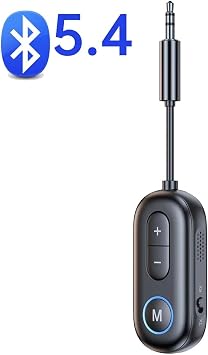 Bluetooth 5.4 Audio Transmitter Receiver 3.5MM AUX Hifi Stereo Adapter with Mic for Car Airplane TV PC Speaker Black