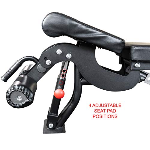 Valor Fitness DD-40 Heavy Duty Adjustable Weight Bench with Nylon Wheels – 7 Positions Including Flat, Incline, and Decline Bench Press