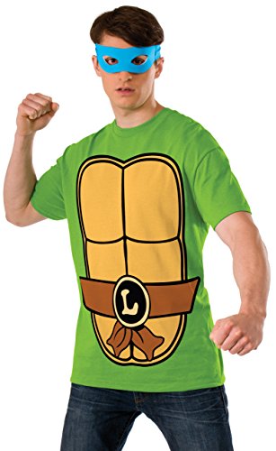 Nickelodeon Ninja Turtles Shirt With Mask and Leonardo, Green, x-large
