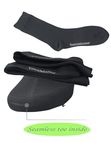 Yomandamor 5 Pairs Men's Bamboo Rayon Mid-Calf Dress Socks with Arch Support & Stretch Cuff,10-134