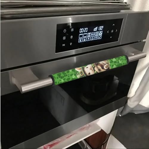 Image of Refrigerator Door Handle Covers Pack of 6 Waterproof Door Cloth Protector Kitchen Appliance Handle Cover Home Accessories, Leprechaun Hat Rabbit Bunny Guitar Shamrock St. Patrick's Day