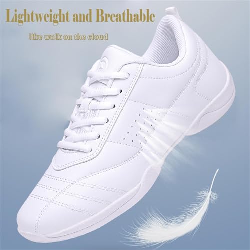 Girl's White Cheerleading Shoes Athletic Training Tennis Shoes Lightweight Competition Cheer Shoes2