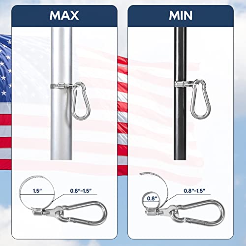 Vazioyar 2Pcs Flag Pole Ring,Stainless Steel Adjustable Flag Pole Rings Clamp Anti Winding Flag Mounting Ring，For 0.8-1.5Inch Diameter Flag Pole #TOP1