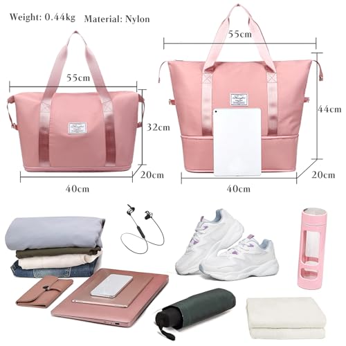 PORRASSO Travel Duffle Bag Women Sport Bag Expandable Holdall Large Carry on Bag Gym Tote Bag Shoulder Bag for Vacation Sports Weekend Dark Purple3