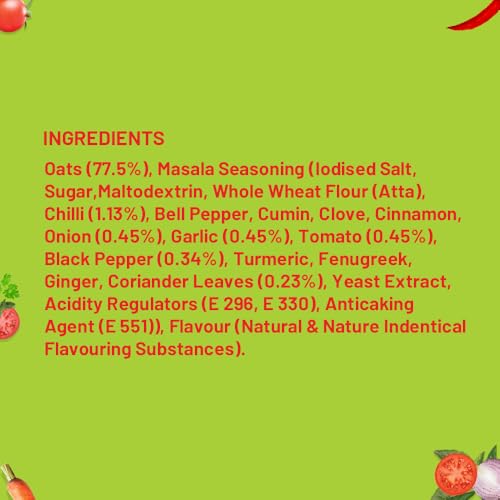 Image of Bagrry's Masala Oats- Tangy Tomato 500g | Source of Protein & Fibre | Helps Manage Weight | Everyday Tasty Snack | All Natural | Instant Oats | Non- GMO | Made With 100% Whole Grain Oats | No Preservatives