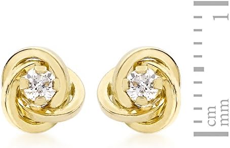 CARISSIMA Women's 18 ct Yellow Gold 2.7 mm Cubic Zirconia and 6.5 mm Knot Stud Earrings - Image 5