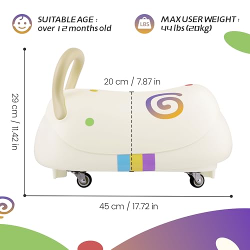 Toddler Balance Ride-On Toys, Kids Wiggle Car with Quiet PU Wheels & Anti-Tip Design for Age 1-3 - Thumbnail 5
