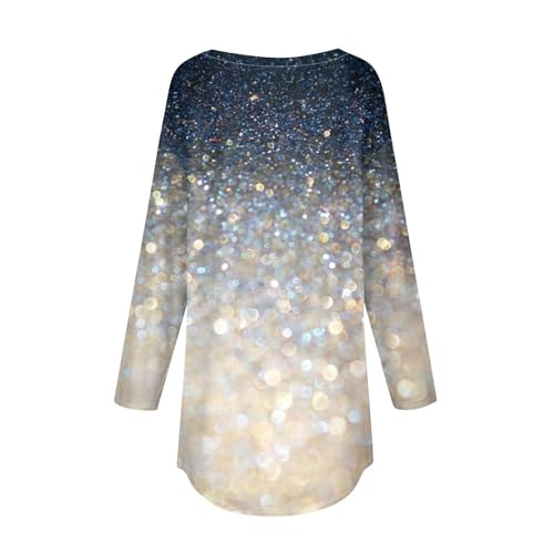 Blusa feminina de manga comprida gola redonda casual caimento solto blusa moderna gráfica elegante t