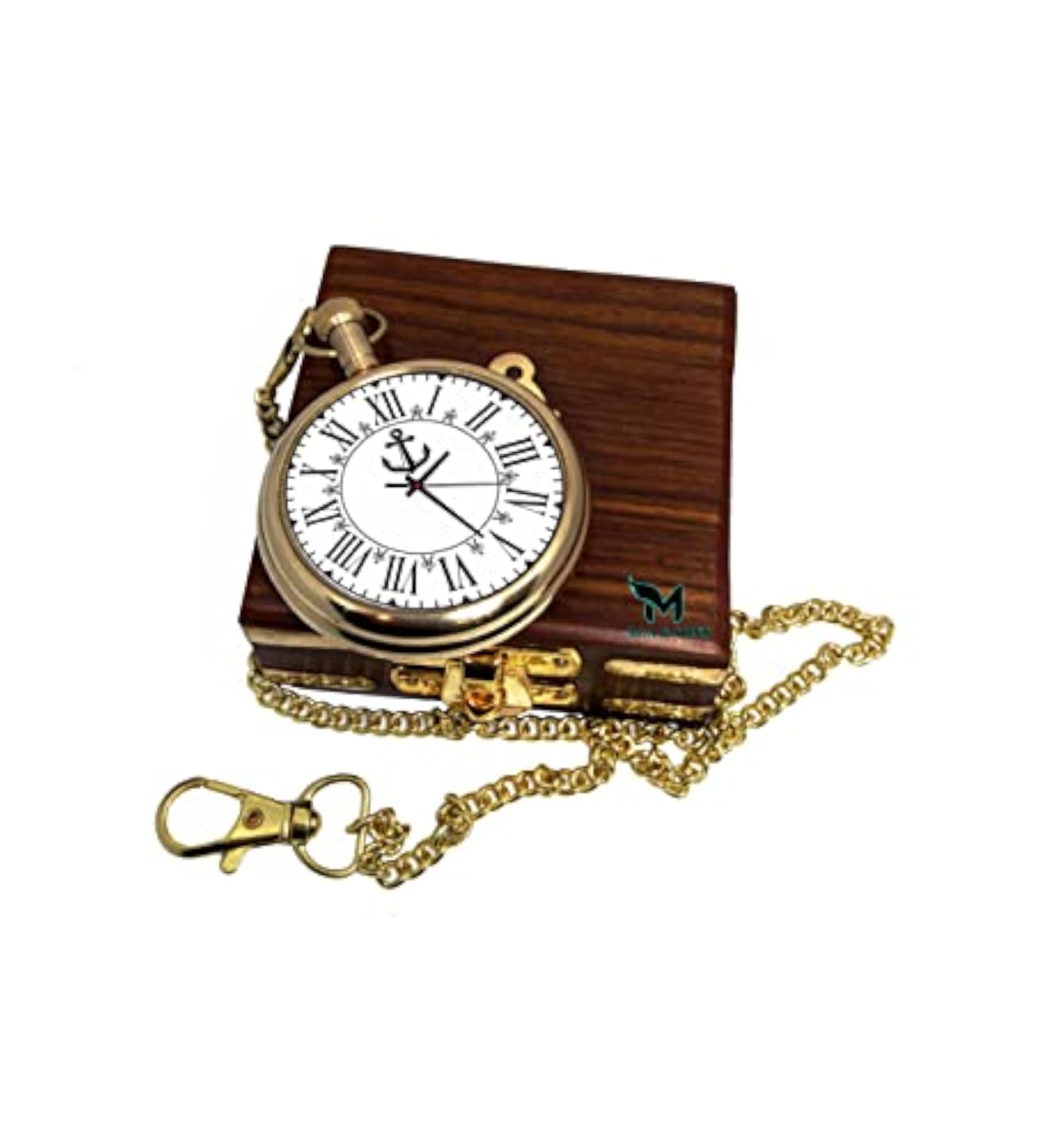 COMPASS Unisex Brass Pocket Analog Watch with Chain