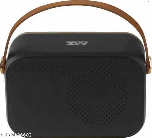 Image of MZ M209 Portable Bluetooth Speaker with Dynamic Bass, Retro Radio Design, Black and Gold