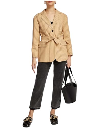 Blazer rayé femme à boutonnage simple pour les fêtes de Noël