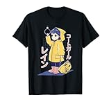 Kawaii cute anime Girl wearing yellow raincoat Japanese T-Shirt