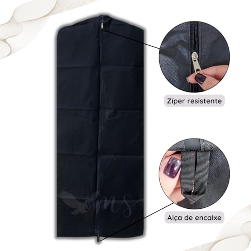 Kit 3 Vestidos Noiva Madrinha Vestido Longo Capa Tnt Impermeável 60 x 180 cm com Zíper Anti Mofo Con