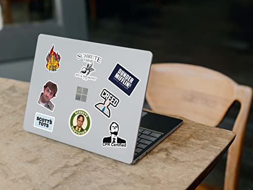 Image of CodersParadise 58-Piece Office & TV Show Stickers Pack | Waterproof, Residue-Free Vinyl Stickers for Laptop, Journal, Bike Helmet, Guitar & Mobile Case